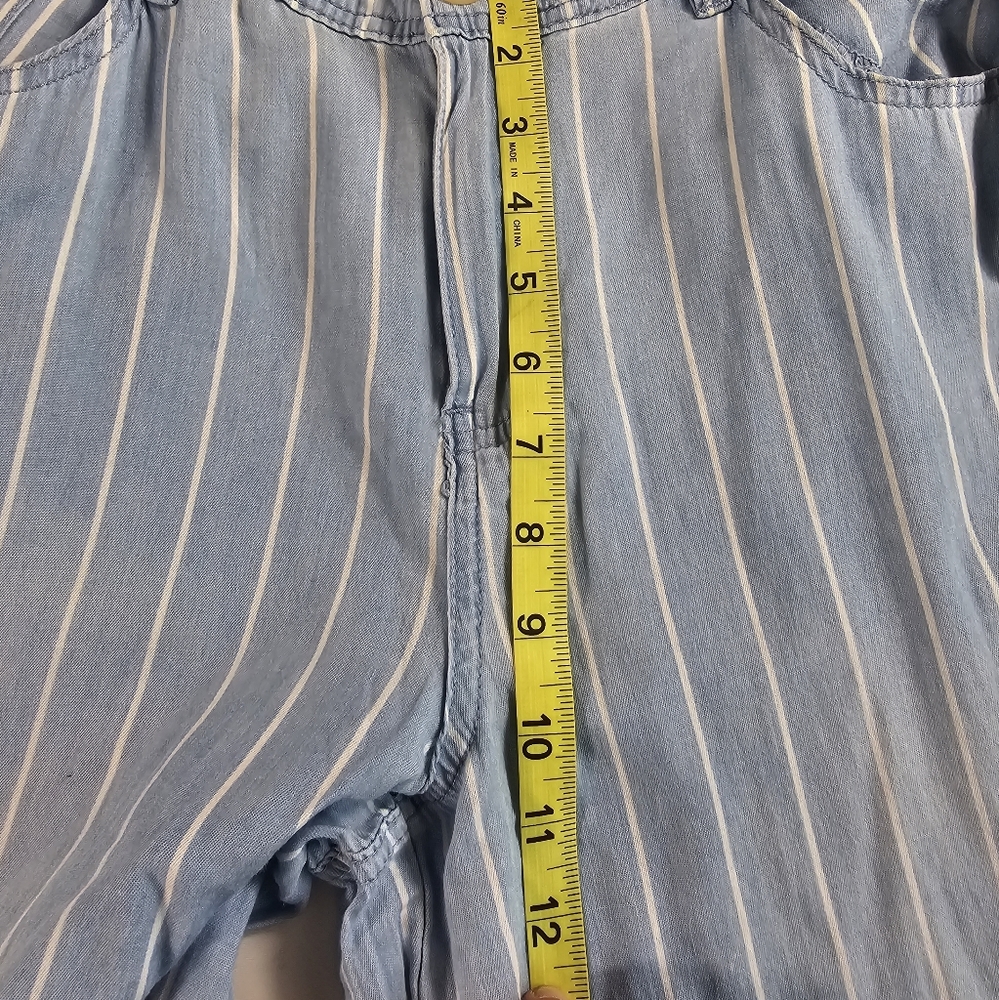 NWT High Rise Wide Leg 151 BLUE Striped 30x33 Medium M chambray Cotton Pants ^ - Picture 7 of 7